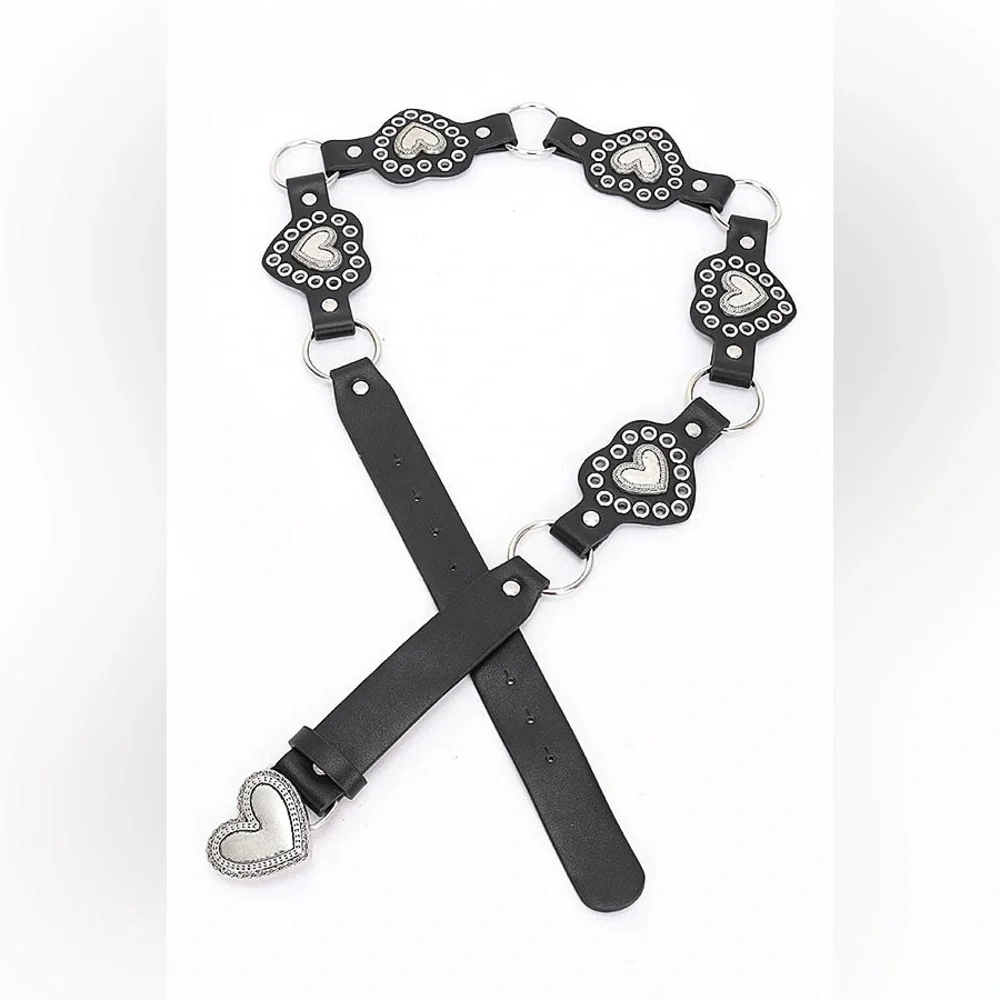 Vegan Leather Heart Western Concho Statement Belt